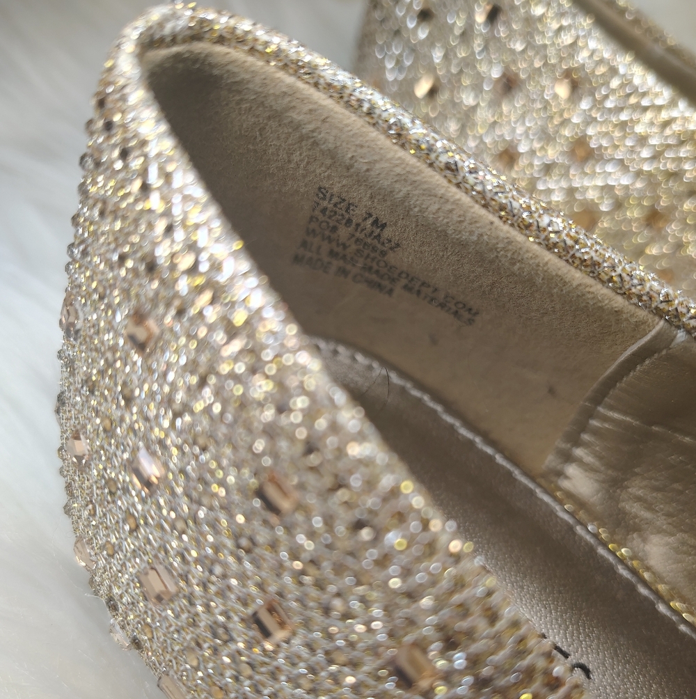 Hot Cakes Gold Jeweled Rhinestone Flats - Picture 2 of 10